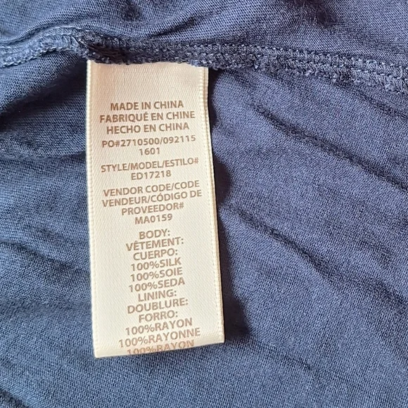 100% Silk Ella Moss Navy and Fuchsia Patterned Maxi Dress - Picture 7 of 7